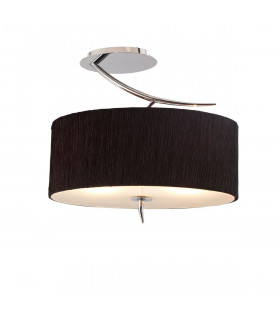 Eve Semi Flush 2 Light E27 Polished Chrome With Black Oval Shade-1