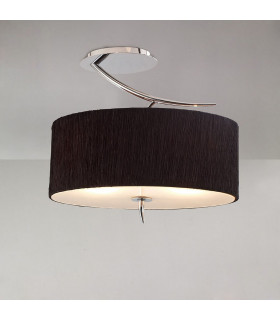 Eve Semi Flush 2 Light E27 Polished Chrome With Black Oval Shade-2