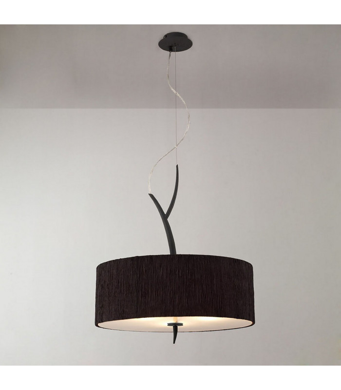 Eve Pendant 3 Light E27 Anthracite With Black Round Shade-2