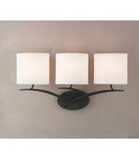 Eve Wall Lamp 3 Light E27 Anthracite With White Oval Shades-2