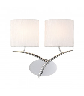 Eve Wall Lamp 2 Light E27 Polished Chrome With White Oval Shades-1