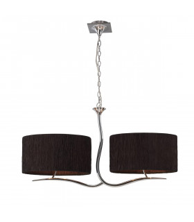 Eve Linear Pendant 2 Arm 4 Light E27 Polished Chrome With Black Oval Shades-1