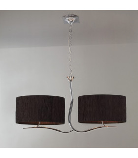 Eve Linear Pendant 2 Arm 4 Light E27 Polished Chrome With Black Oval Shades-2