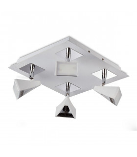 Filippo Spot Light 4 Light LED Square 20W 3000K, 1750lm, Matt White/Polished Chrome, 3yrs Warranty
