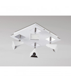 Filippo Spot Light 4 Light LED Square 20W 3000K, 1750lm, Matt White/Polished Chrome, 3yrs Warranty
