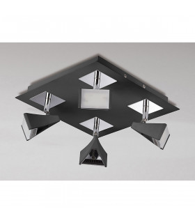 Filippo Spot Light 4 Light LED Square 20W 3000K, 1750lm, Matt Black/Polished Chrome, 3yrs Warranty