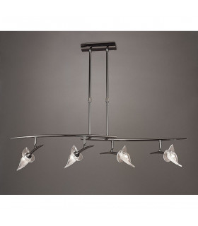 Flavia Telescopic Linear Pendant 4 Light G9 With Adjustable Heads Black Chrome-2