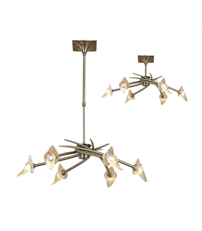 Flavia Telescopic Pendant Convertible To Semi Flush Round 6 Light G9 Antique Brass-1