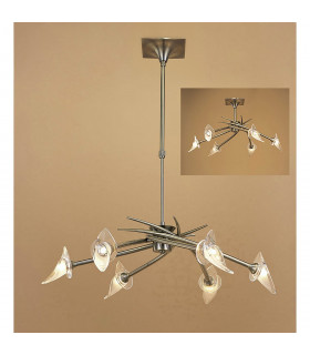 Flavia Telescopic Pendant Convertible To Semi Flush Round 6 Light G9 Antique Brass-2