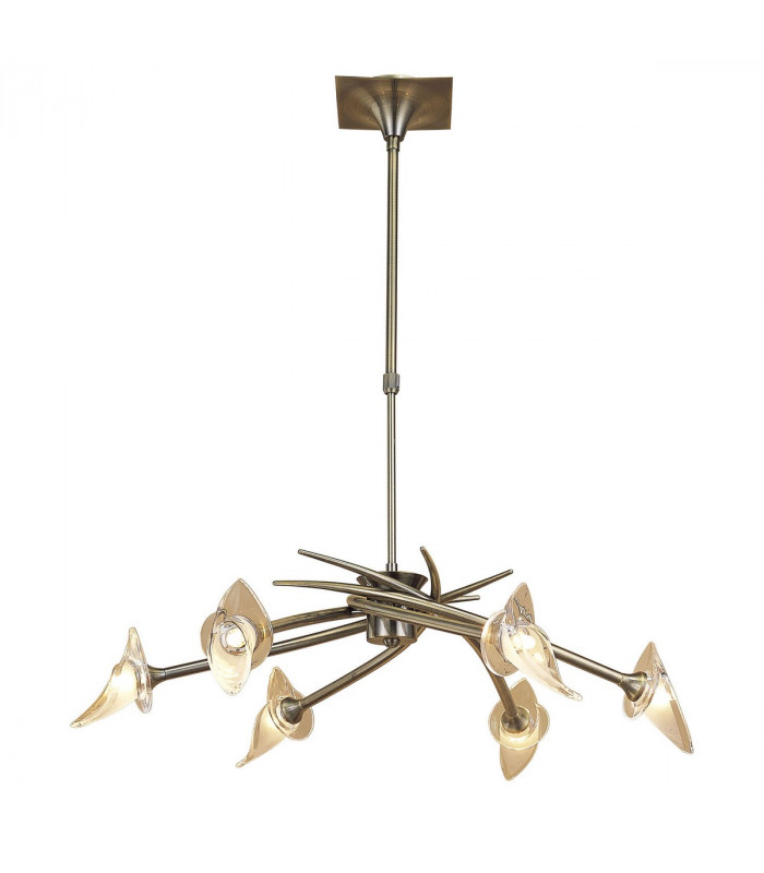 Flavia Telescopic Pendant Convertible To Semi Flush Round 6 Light G9 Antique Brass-3