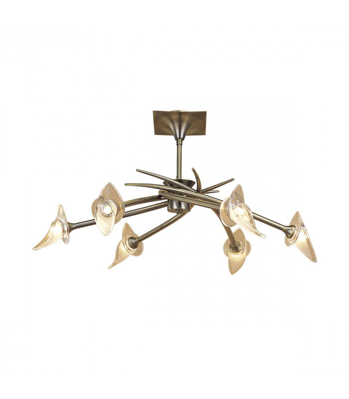 Flavia Telescopic Pendant Convertible To Semi Flush Round 6 Light G9 Antique Brass-4