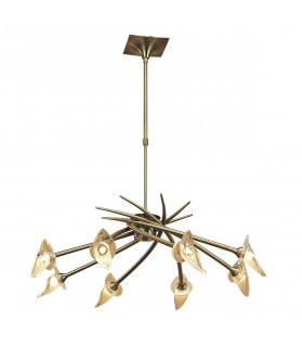 Flavia Telescopic Pendant Round 8 Light G9 Antique Brass-1
