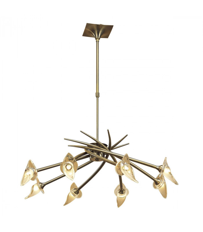 Flavia Telescopic Pendant Round 8 Light G9 Antique Brass-1