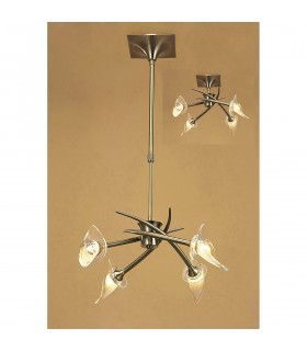 Flavia Telescopic Pendant Convertible To Semi Flush Round 4 Light G9 Antique Brass-2