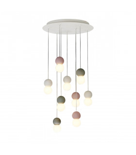 Galaxia Pendant Round 9 Light E27 White/Grey/Red Cement White Base & Cable-1