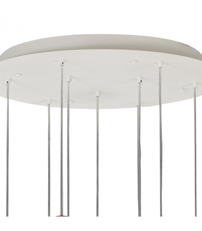 Galaxia Pendant Round 9 Light E27 White/Grey/Red Cement White Base & Cable-3