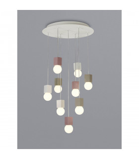 Galaxia Pendant Square 9 Light E27 White / Grey / Red Cement White Base & Cable-2