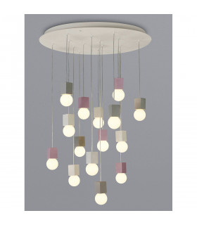 Galaxia Pendant Square 15 Light E27 White / Grey / Red Cement White Base & Cable Item Weight: 19.4kg-2