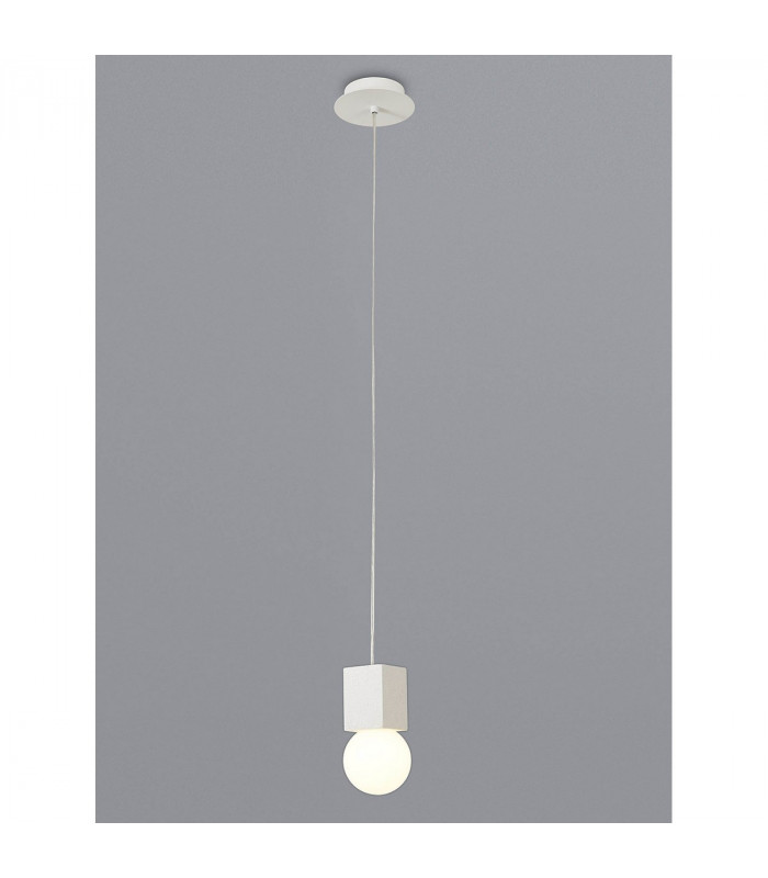 Galaxia Pendant Square 1 Light E27 White / White Cement-2