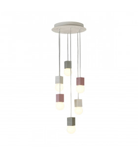 Galaxia Pendant Square 6 Light E27 White / Grey / Red Cement White Base & Cable-1