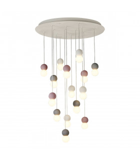 Galaxia Pendant Round 15 Light E27 White/Grey/Red Cement White Base & Cable Item Weight: 22kg-1