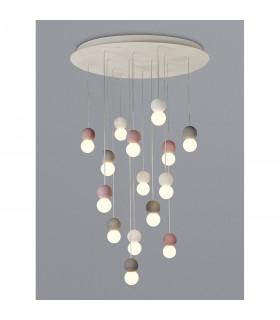 Galaxia Pendant Round 15 Light E27 White/Grey/Red Cement White Base & Cable Item Weight: 22kg-2
