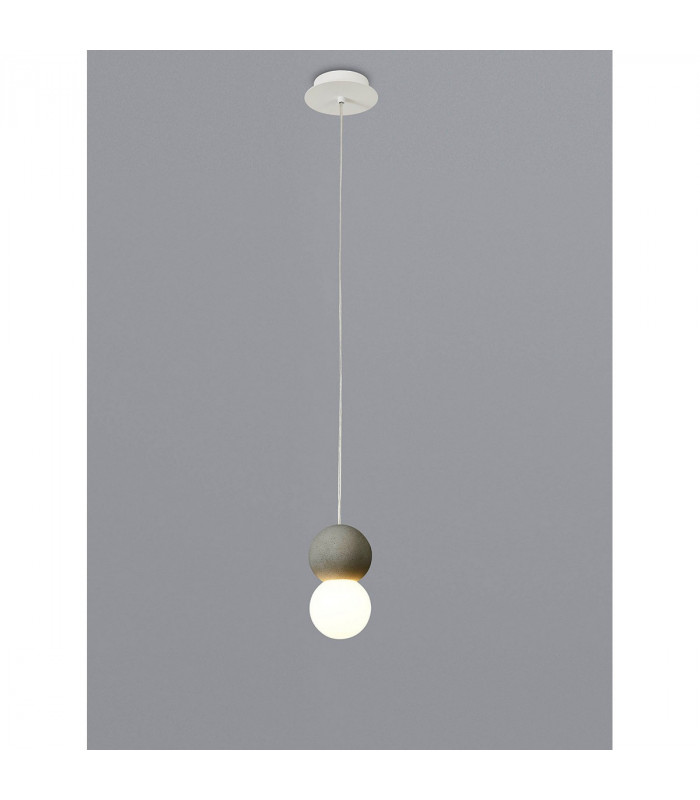 Galaxia Pendant Round 1 Light E27 White/Grey Cement-2