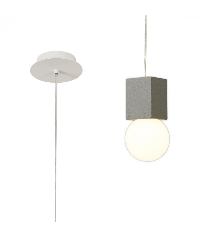 Galaxia Pendant Square 1 Light E27 White / Grey Cement-1