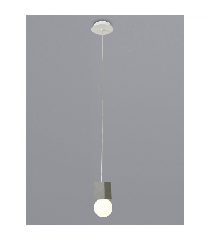 Galaxia Pendant Square 1 Light E27 White / Grey Cement-2