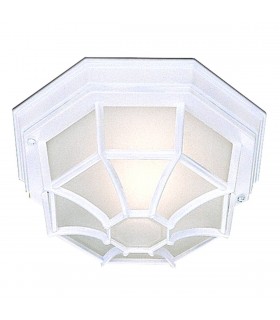 1 Light Outdoor Flush Ceiling Light Cast Aluminium White IP54, E27 - 1