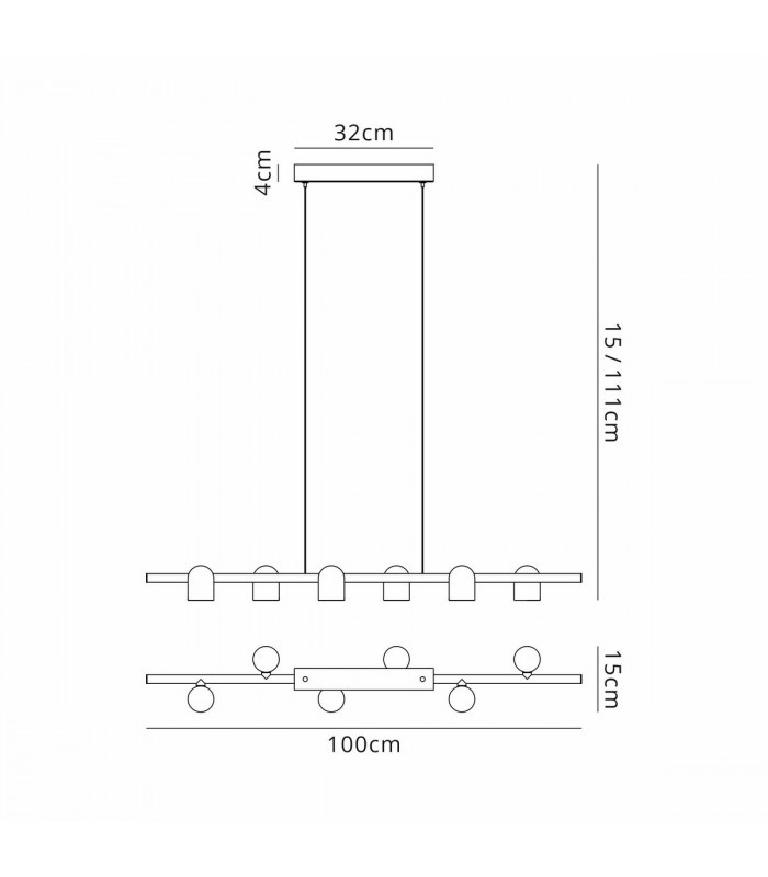 Ios Linear Pendant 6 x GU10 Black-7