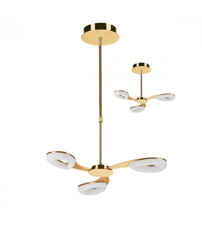 Juno Telescopic Convertible To Semi Flush 3 Light 15W LED 3000K 1350lm Satin Gold/Frosted Acrylic/Gold 3yrs Warranty-1