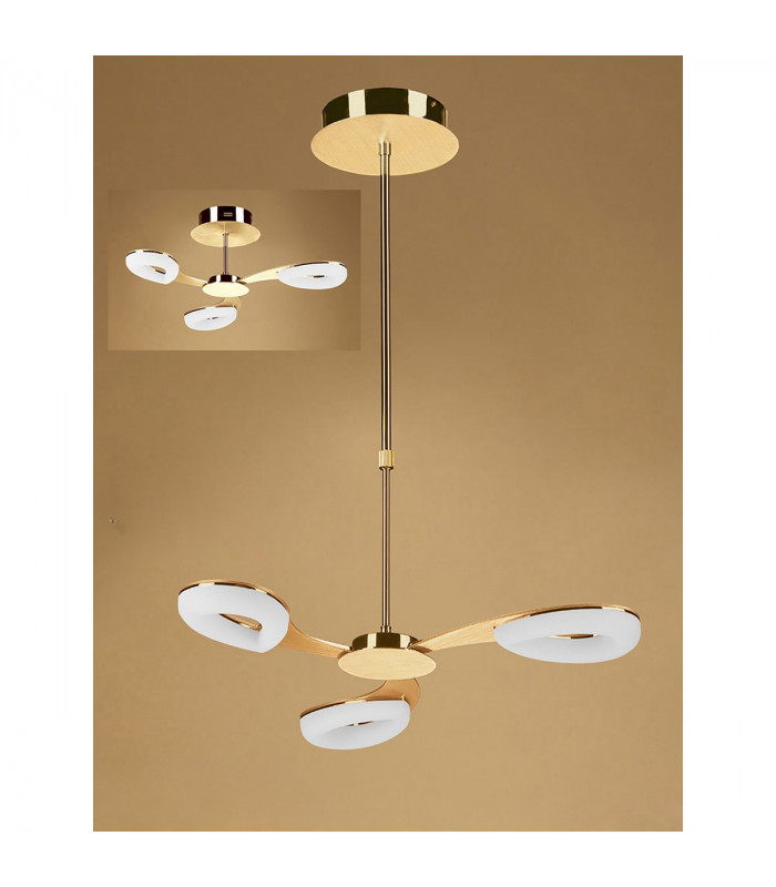 Juno Telescopic Convertible To Semi Flush 3 Light 15W LED 3000K 1350lm Satin Gold/Frosted Acrylic/Gold 3yrs Warranty-2