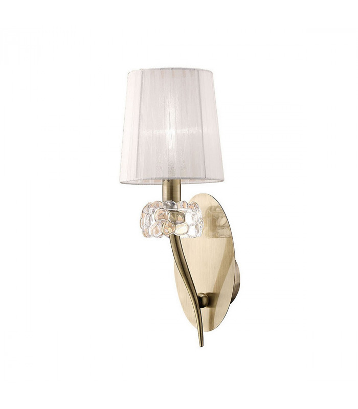 Loewe Wall Lamp Switched 1 Light E14 Antique Brass With White Shade-1