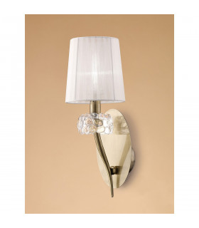 Loewe Wall Lamp Switched 1 Light E14 Antique Brass With White Shade-2