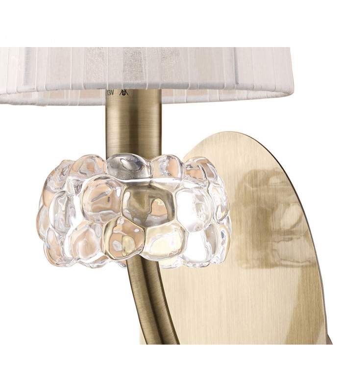 Loewe Wall Lamp Switched 1 Light E14 Antique Brass With White Shade-4
