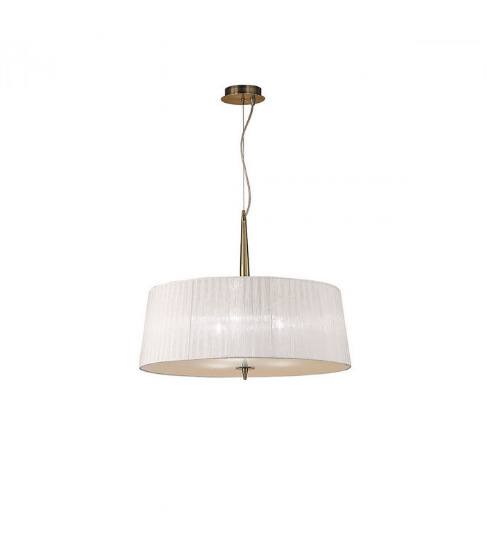 Loewe Single Pendant 3 Light E27 Antique Brass With White Shade-1
