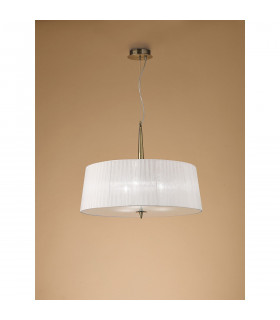 Loewe Single Pendant 3 Light E27 Antique Brass With White Shade-2