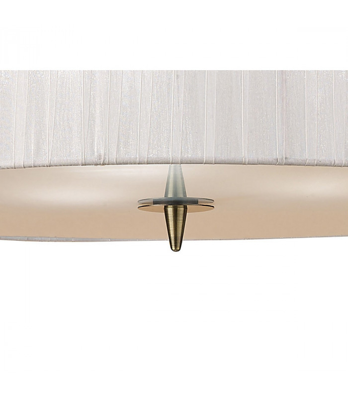 Loewe Single Pendant 3 Light E27 Antique Brass With White Shade-6