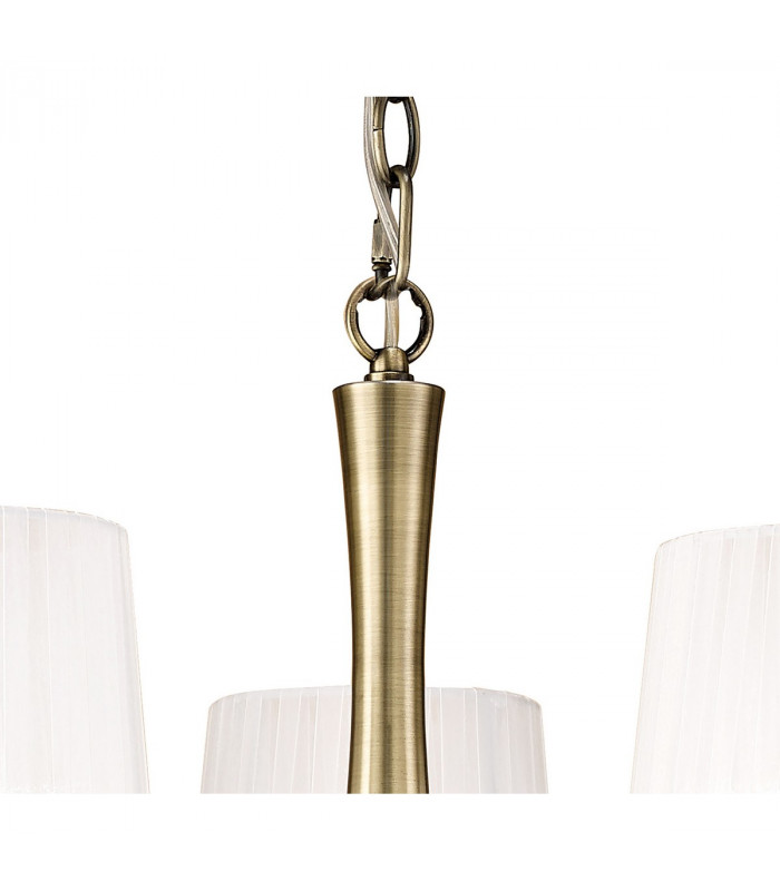 Loewe Pendant 5 Light E14 Antique Brass With White Shades-4