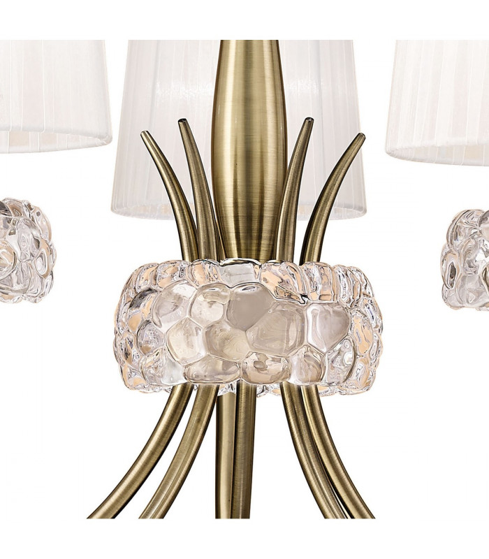 Loewe Pendant 5 Light E14 Antique Brass With White Shades-5