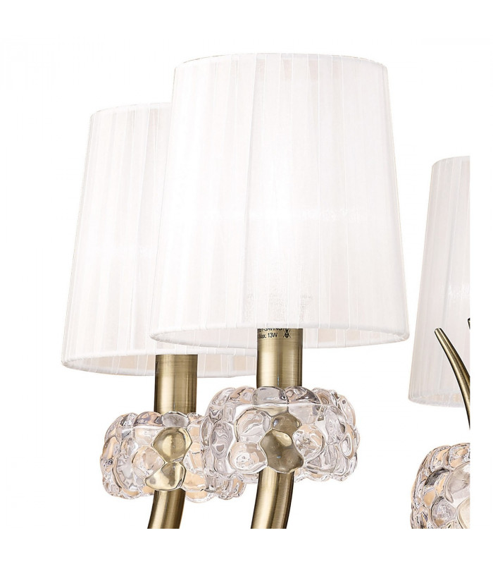 Loewe Pendant 5 Light E14 Antique Brass With White Shades-6