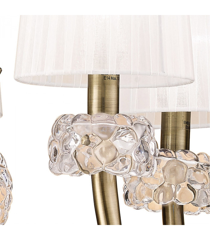 Loewe Pendant 5 Light E14 Antique Brass With White Shades-8