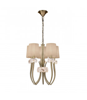 Loewe Slim Pendant 5 Light E14 Antique Brass With Soft Bronze Shades-1