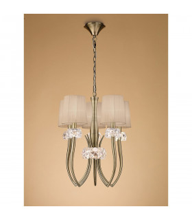 Loewe Slim Pendant 5 Light E14 Antique Brass With Soft Bronze Shades-2