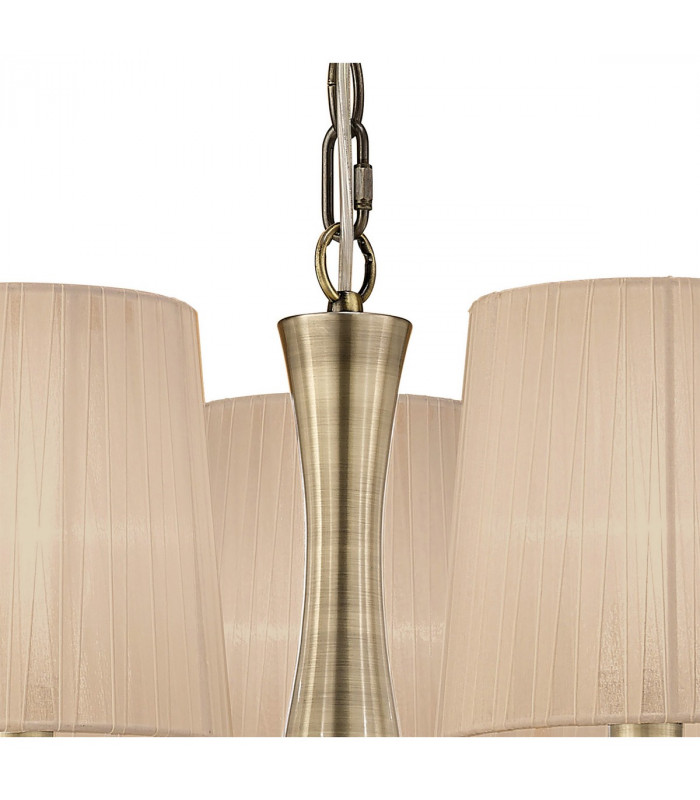 Loewe Slim Pendant 5 Light E14 Antique Brass With Soft Bronze Shades-4