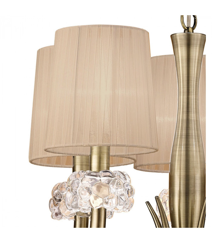 Loewe Slim Pendant 5 Light E14 Antique Brass With Soft Bronze Shades-6
