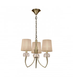 Loewe Pendant 3 Light E14 Antique Brass With Soft Bronze Shades-1