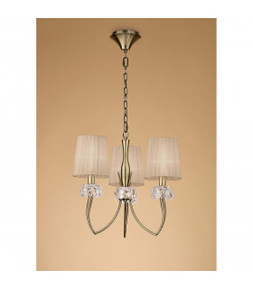 Loewe Pendant 3 Light E14 Antique Brass With Soft Bronze Shades-2