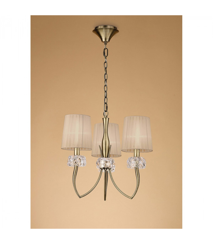Loewe Pendant 3 Light E14 Antique Brass With Soft Bronze Shades-2